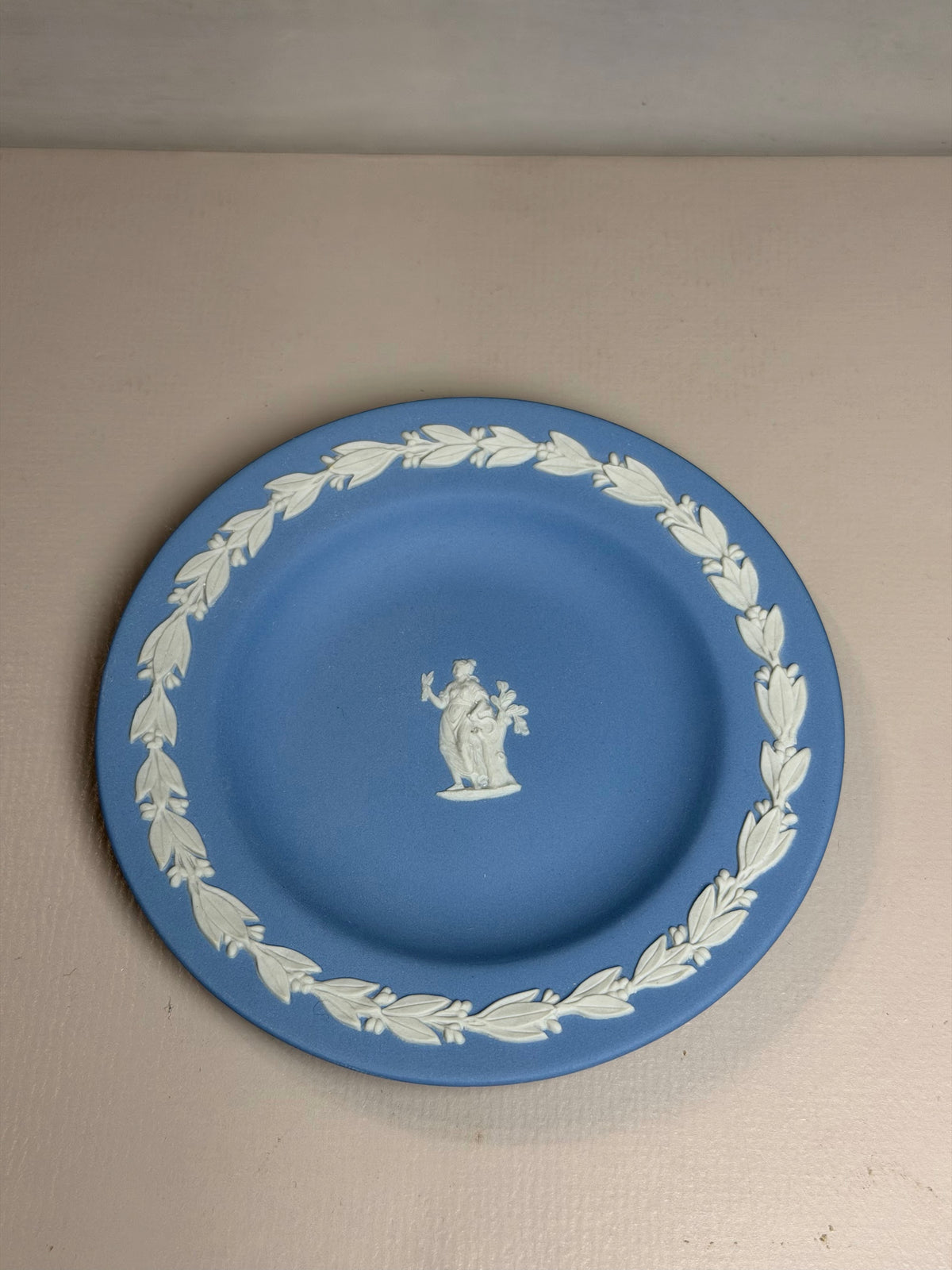 Wedgwood Blue Jasperware Standing Classical Figure Dish