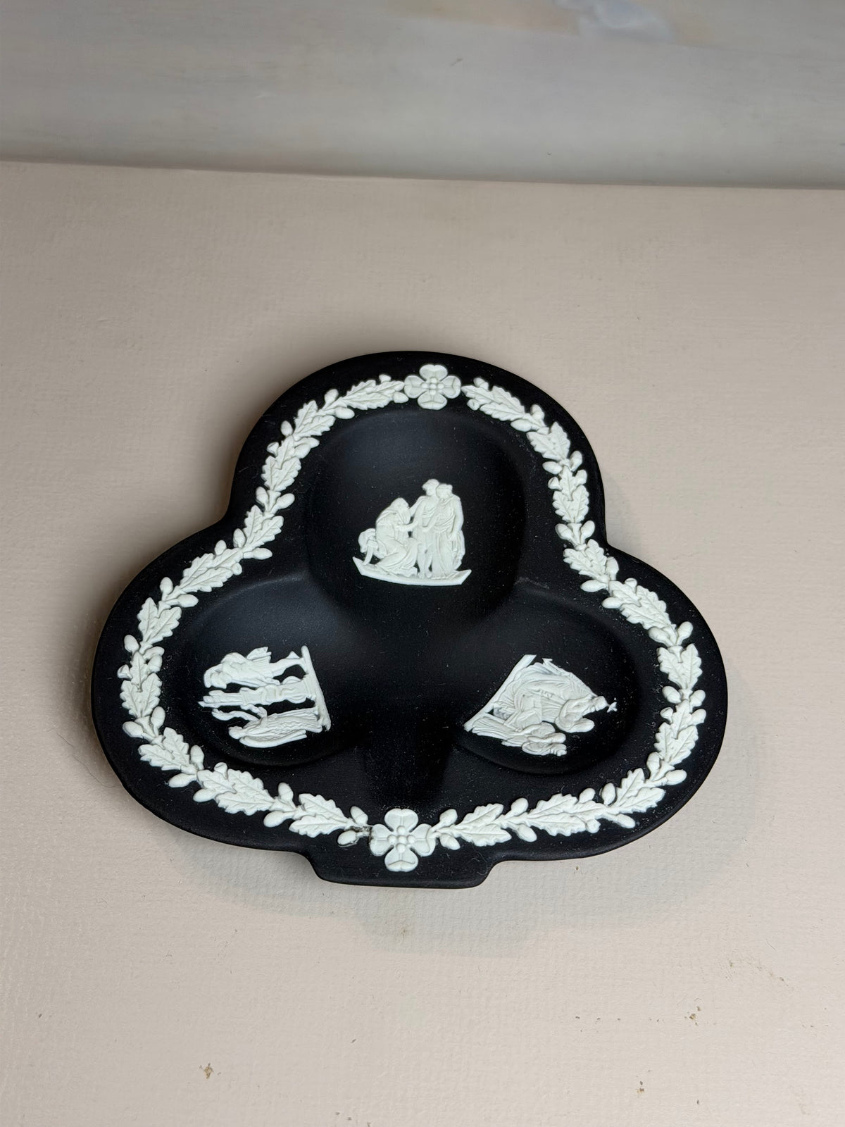 Wedgwood Black & White Jasperware Trefoil Mythological Dish