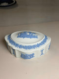 Wedgwood White & Blue Relief Round Covered Trinket Box