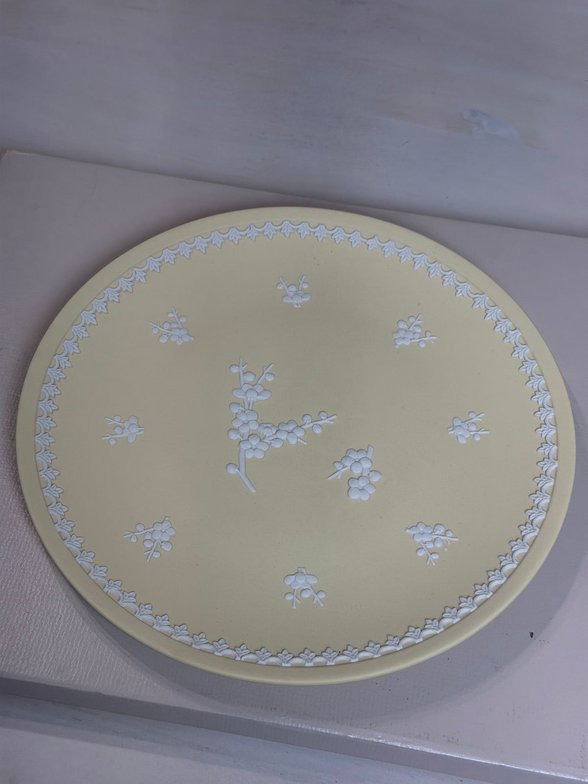 Wedgwood Primrose Yellow Jasperware Prunus Decorative Plate