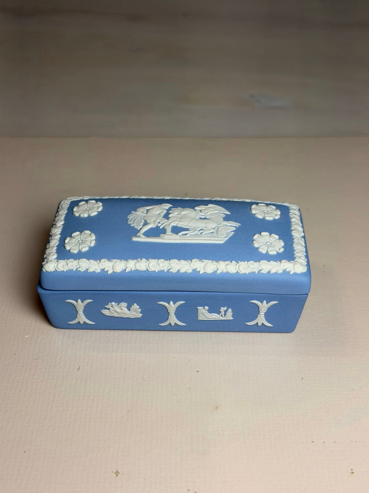 Wedgwood Blue Jasperware Rectangular Classical Trinket Box