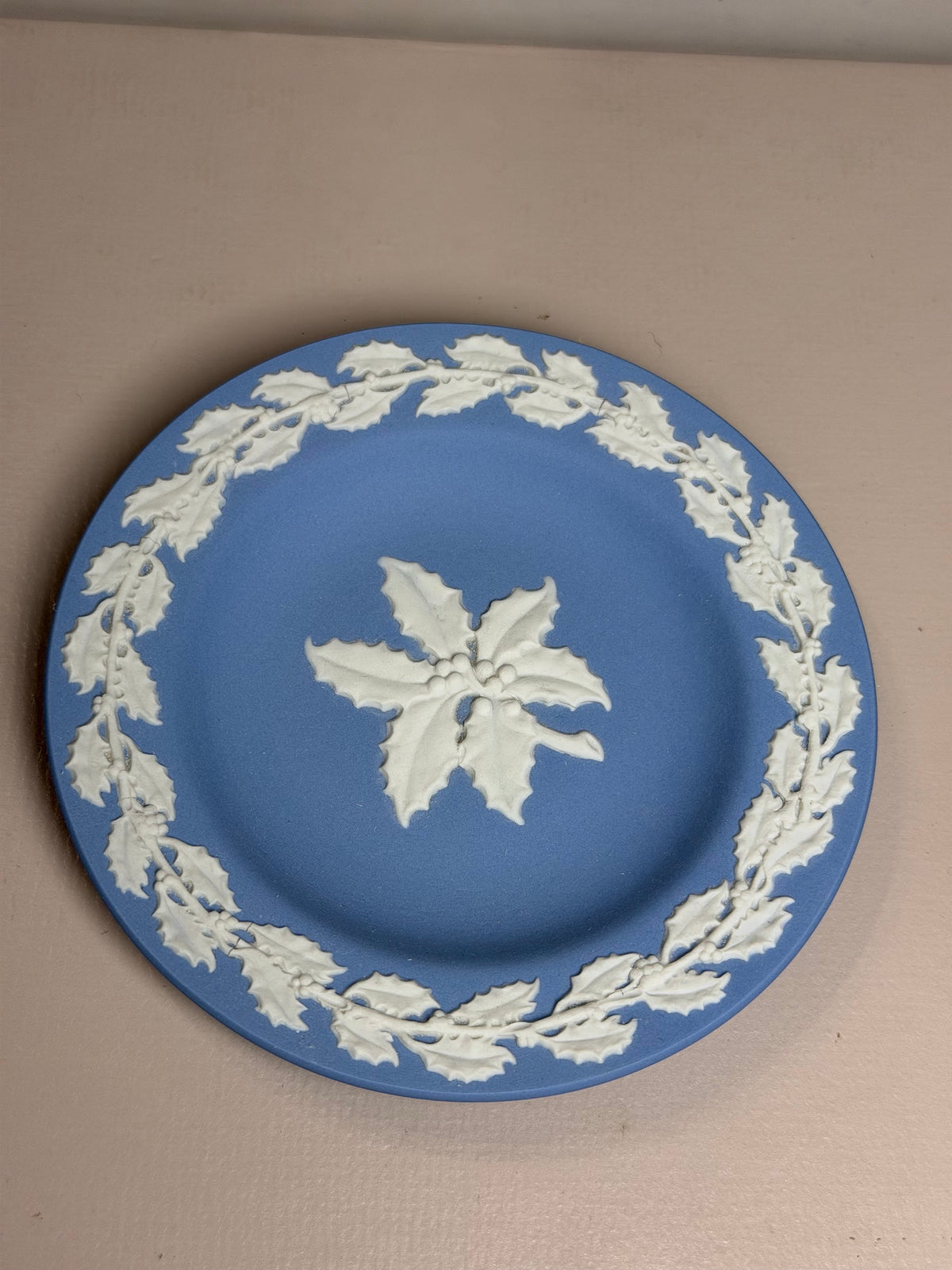 Wedgwood Blue Jasperware Floral Center Grapevine Dish