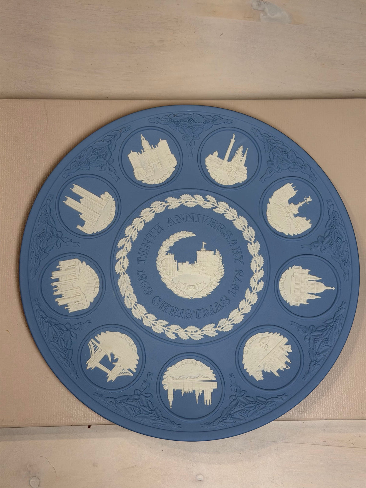 Wedgwood Blue Jasperware Christmas Plates 10th Anniversary Plate