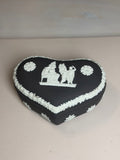 Wedgwood Black & White Jasperware Heart Trinket Box