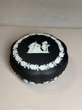 Wedgwood Black & White Jasperware Scalloped Round Trinket Box