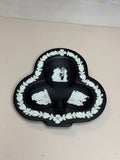Wedgwood Black & White Jasperware Clover Classical Dish
