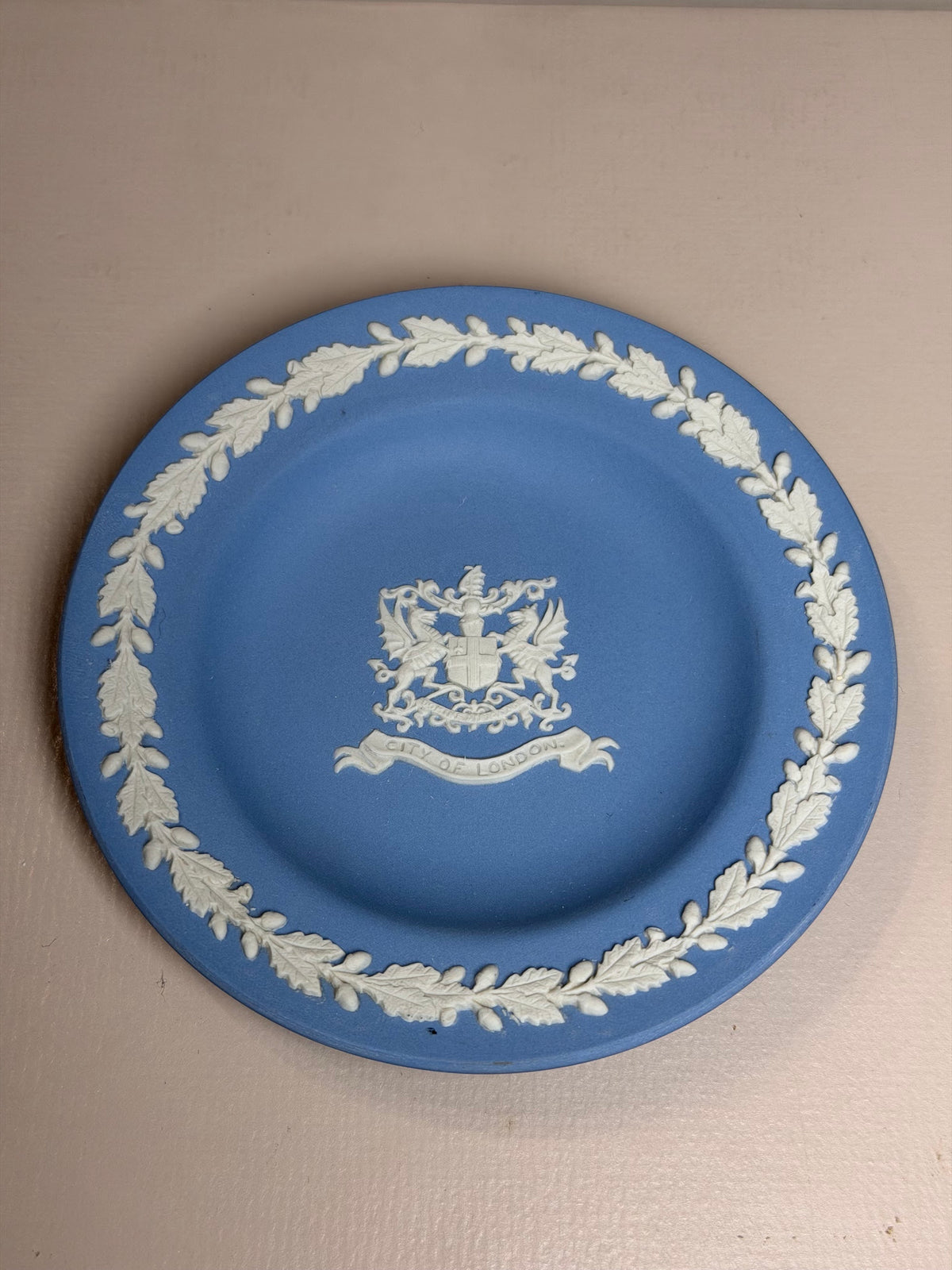 Wedgwood Blue Jasperware City of London Coat of Arms Dish