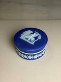 Wedgwood Cobalt Blue Jasperware Bellerophon watering the Pegasus at the fountain of Peirene Trinket Box