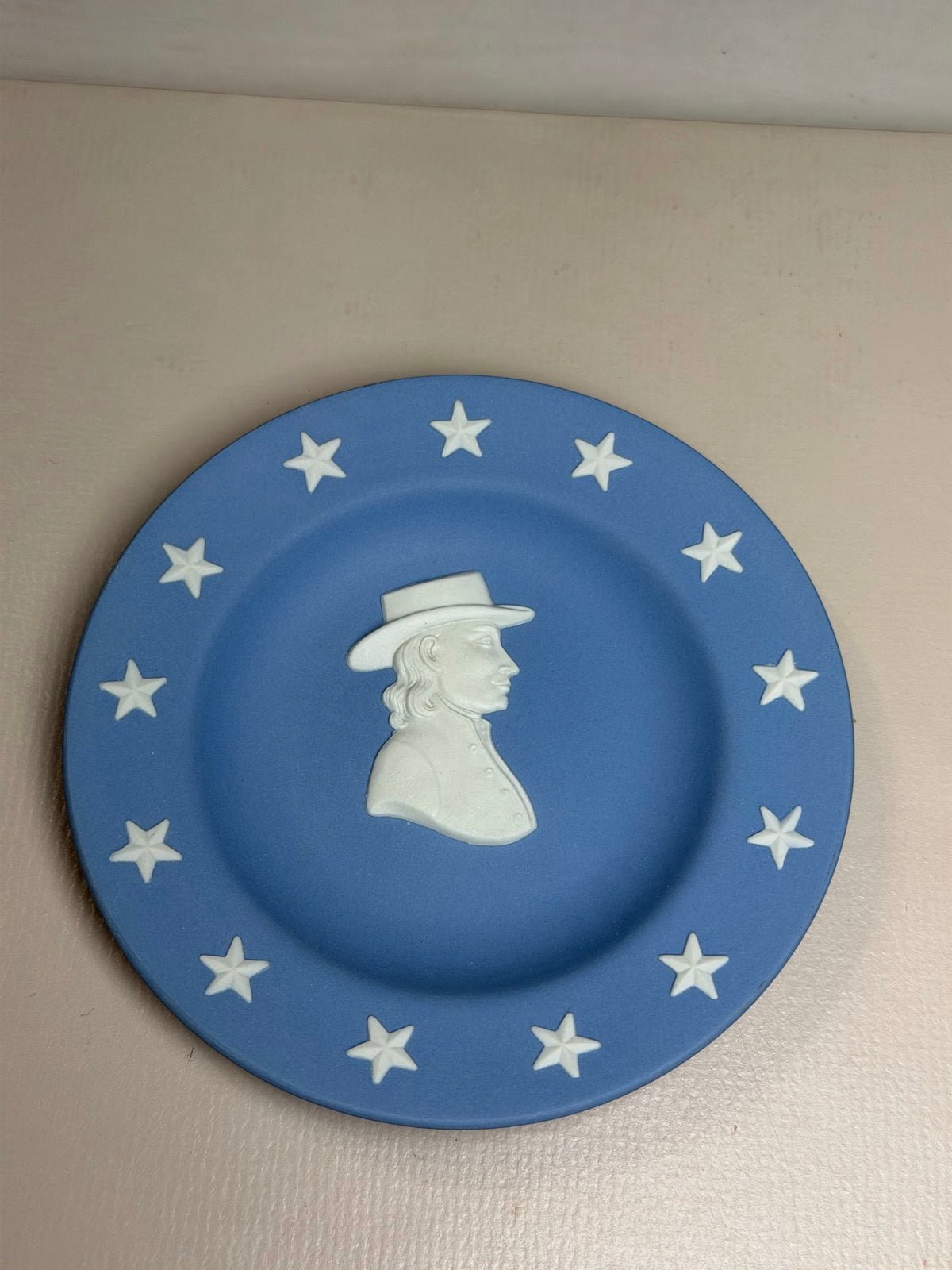 Wedgwood Blue Jasperware Hatted Portrait Star Border Dish