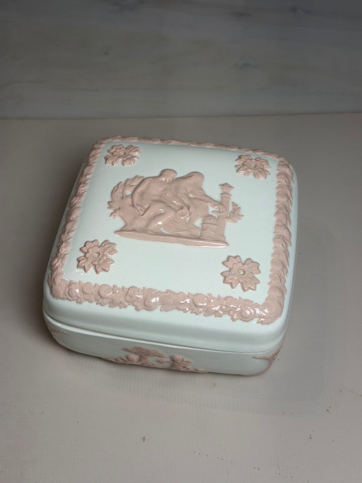 Wedgwood Cream & Rose Relief Square Trinket Box