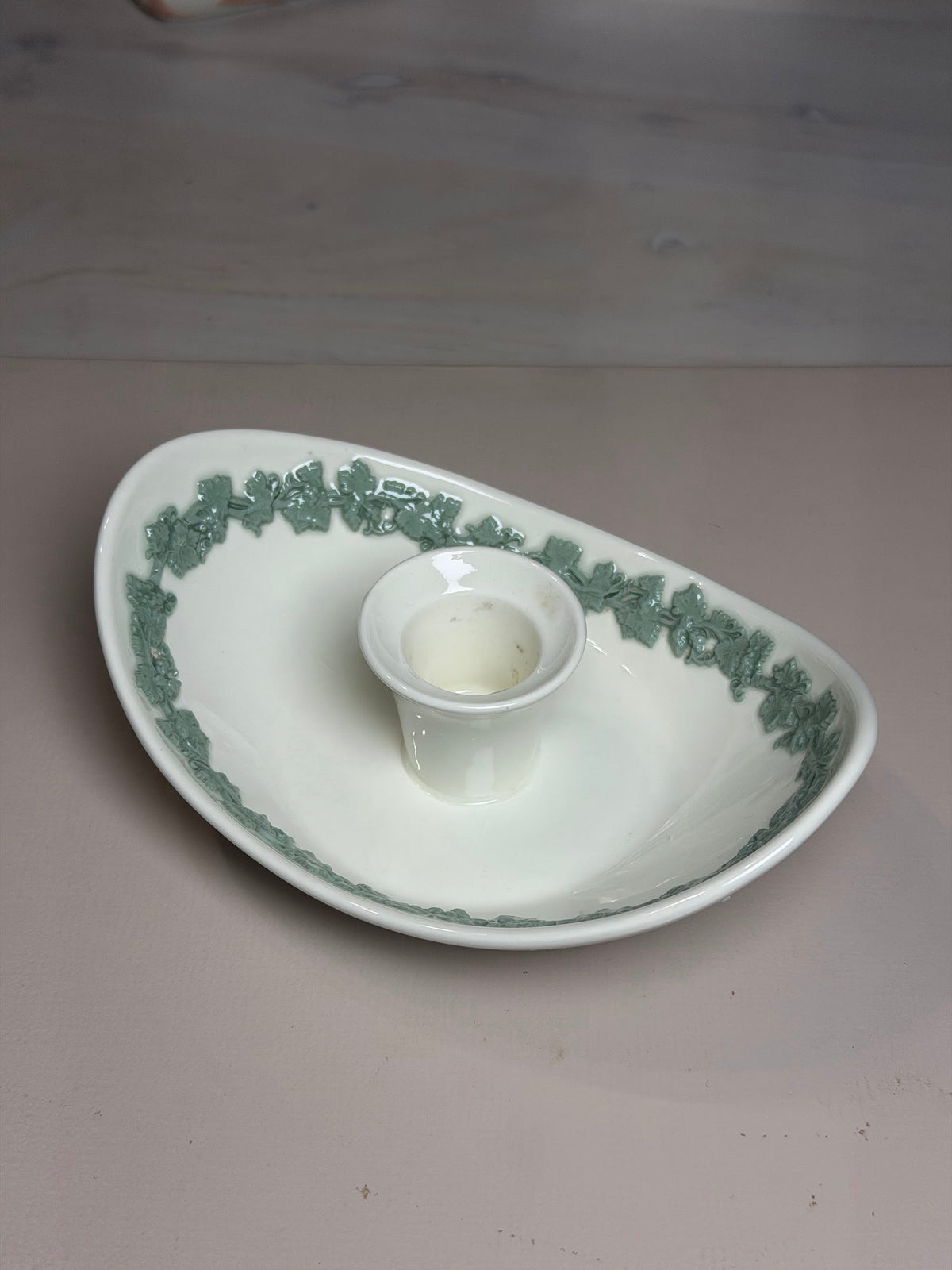 Wedgwood White & Green Ivy Oval Candleholder Dish