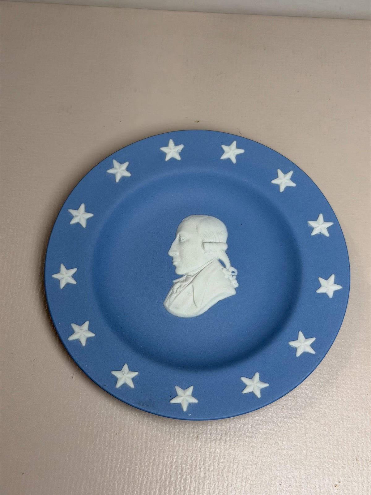 Wedgwood Blue Jasperware Male Portrait Star Border Dish