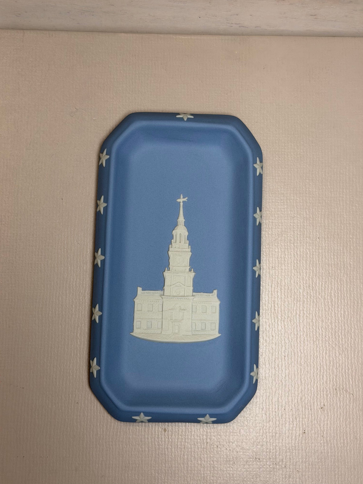 Wedgwood Blue Jasperware Independence Hall Rectangular Tray