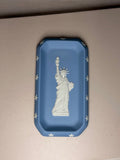Wedgwood Blue Jasperware Statue of Liberty Rectangular Tray