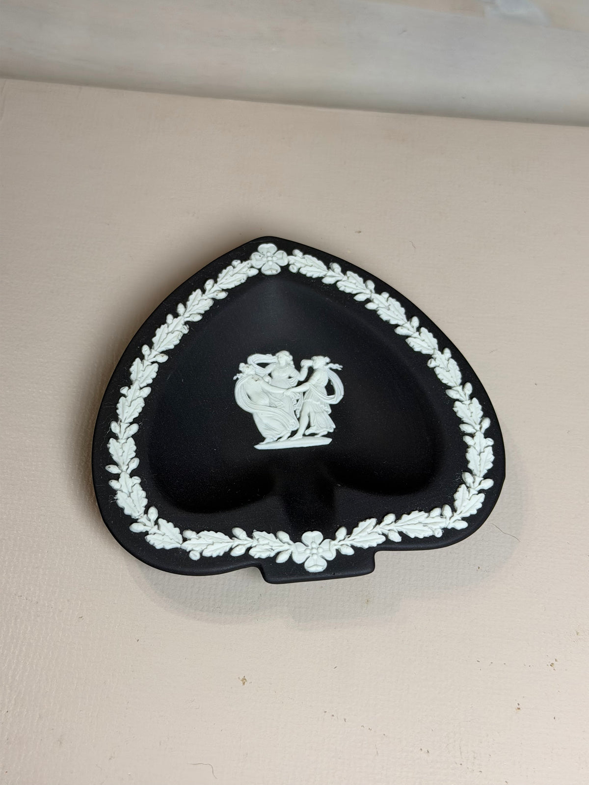 Wedgwood Black & White Jasperware Heart Pin Dish