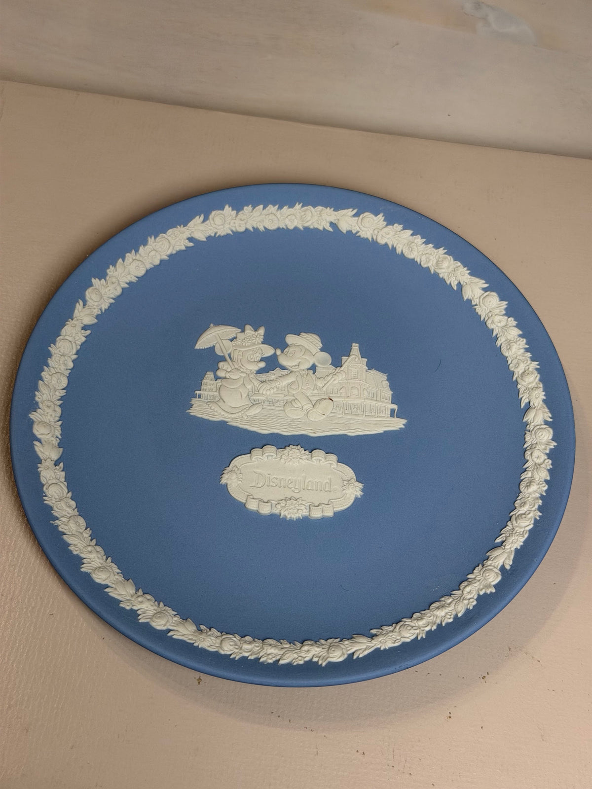 Wedgwood Blue Jasperware Disneyland Mickey & Minnie Plate