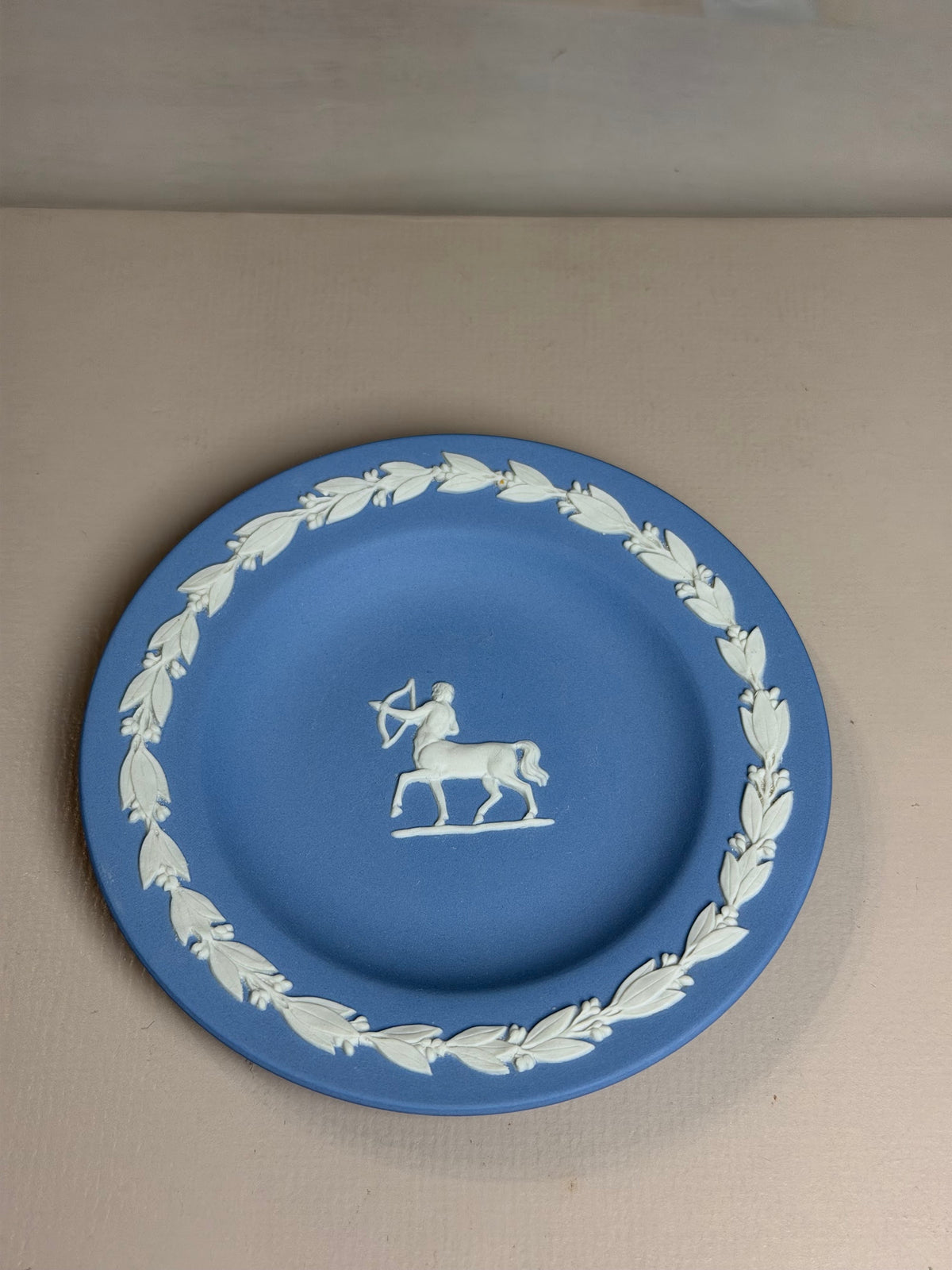 Wedgwood Blue Jasperware Centaur Laurel Pin Dish