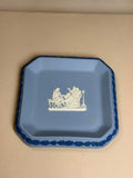 Wedgwood Blue Jasperware Square Figural Tray with Dark Border