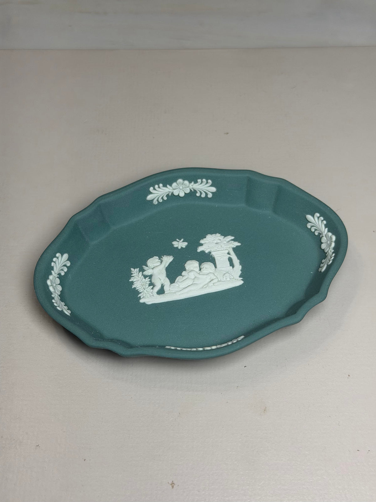 Wedgwood Deep Green Jasperware Oval Classical Tray