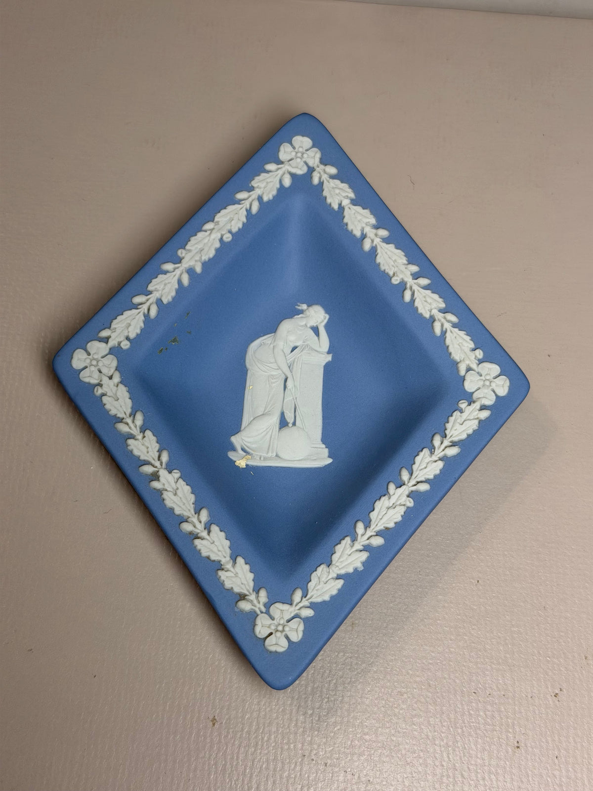 Wedgwood Blue Jasperware Diamond Standing Figure Dish