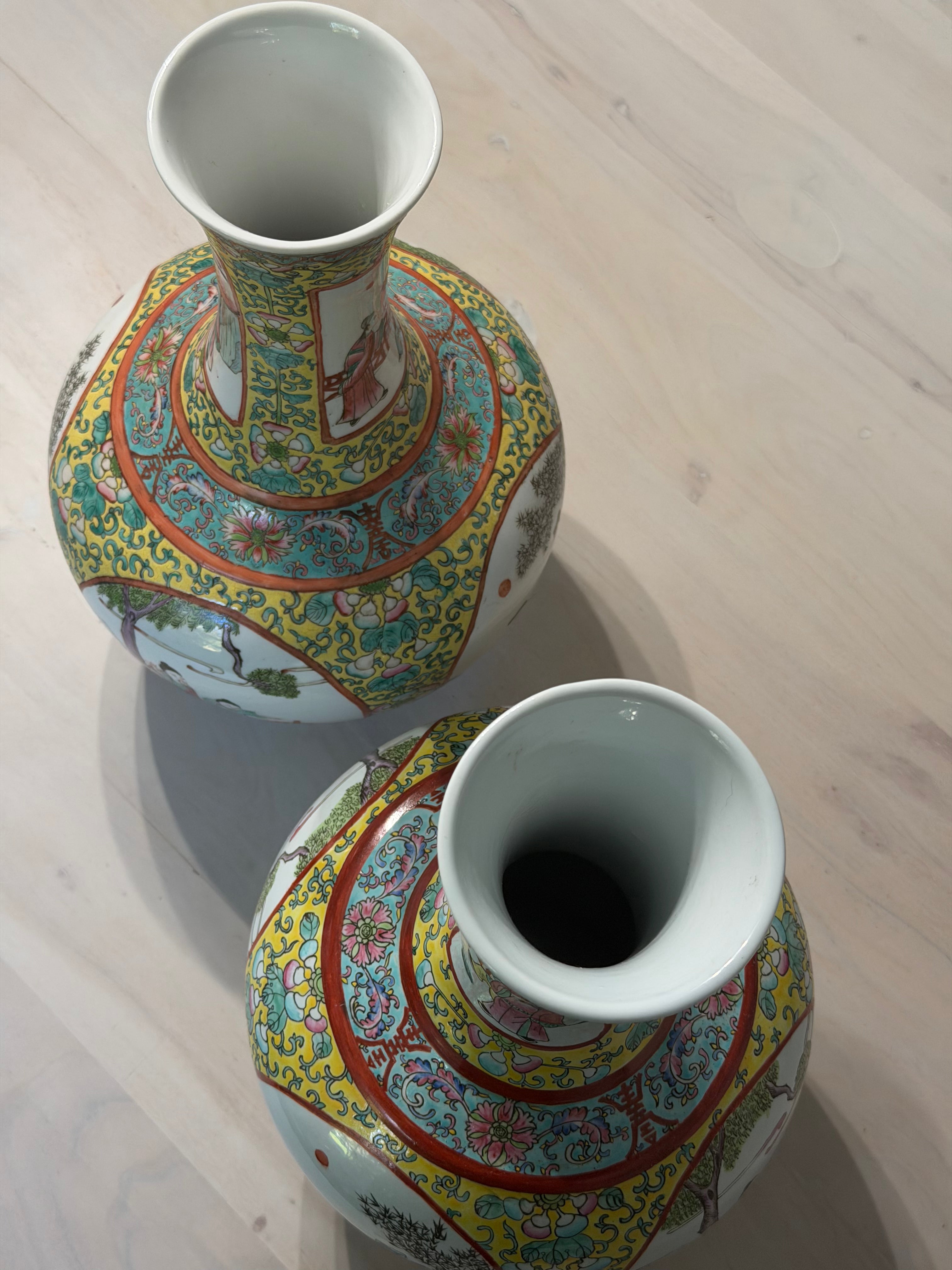 Famille Rose Vases-set of 2