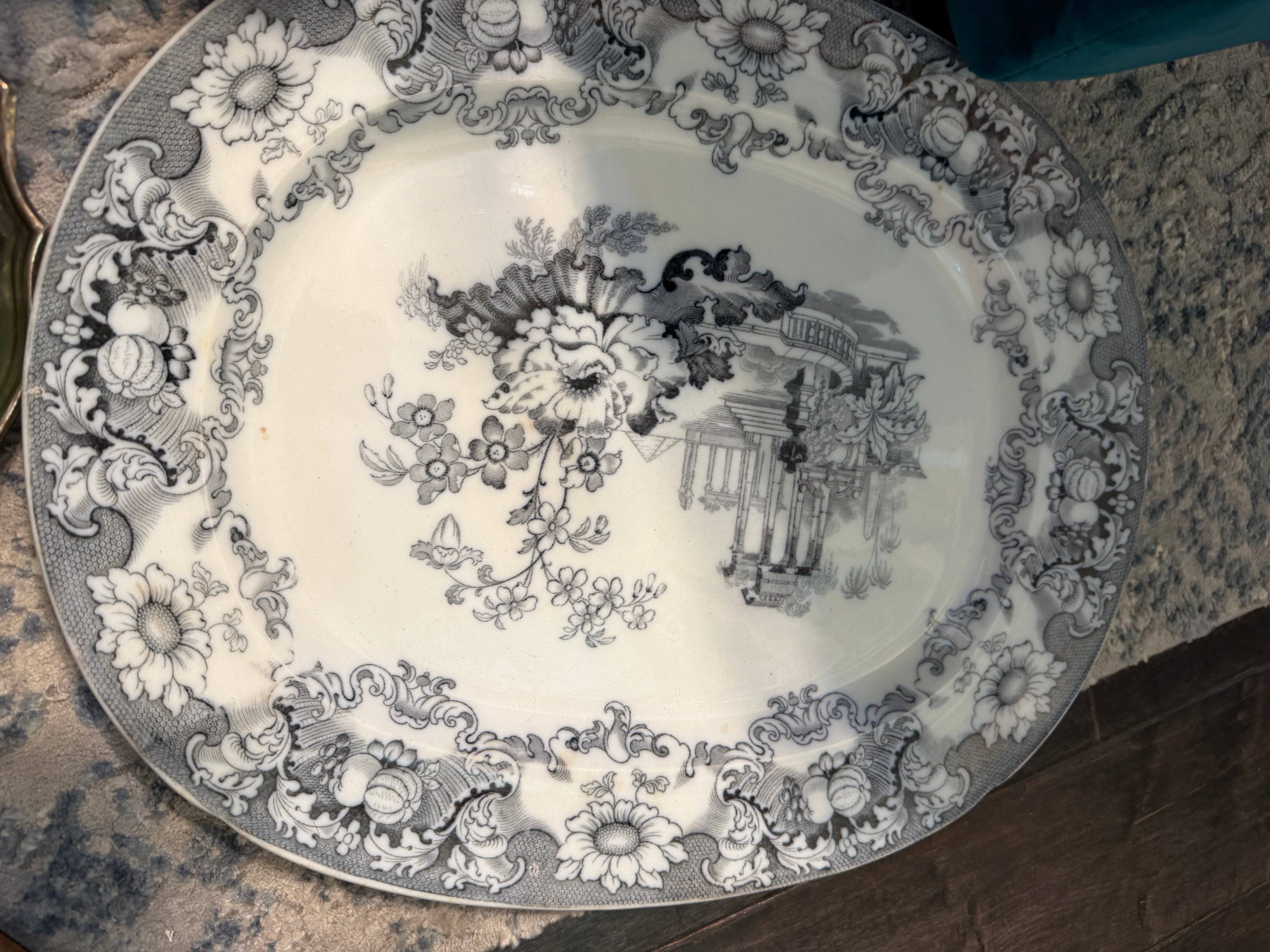 Black Transferware platter