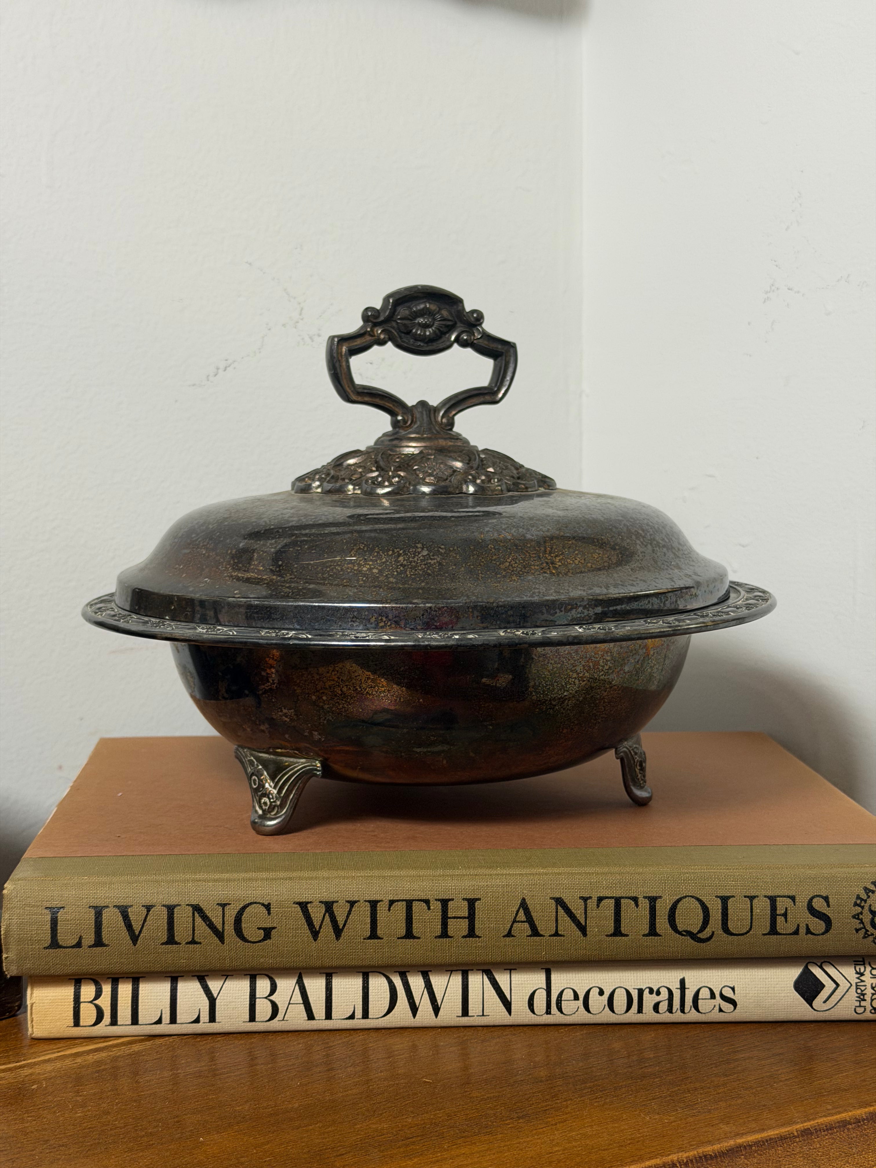 Sterling Silver Covered Dish with Feet