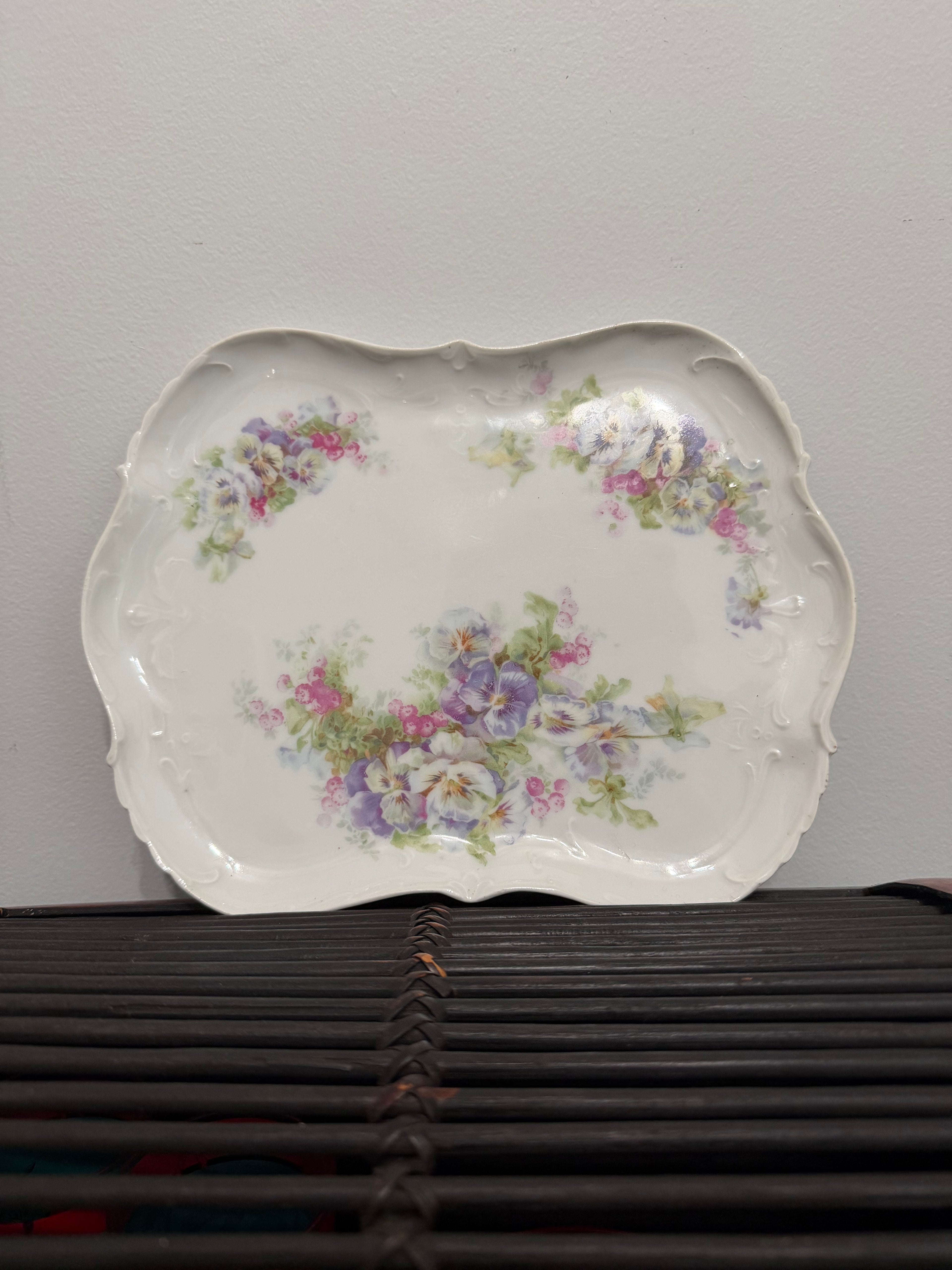Limoges Hand-Painted Floral Tray